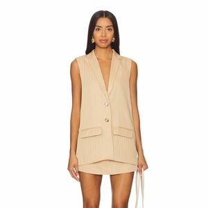 All The Ways Revolve Zoe Tan Pinstripe 2 Piece Mini Skirt Vest Top Set Size XS